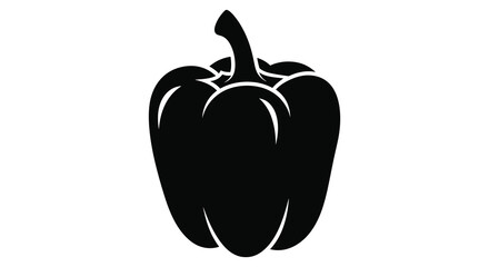 Bold black bell pepper vegetable silhouette against a white background