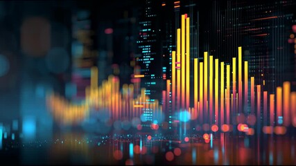 Digital Data Visualization: A mesmerizing display of digital data transforms into a symphony of colorful light and vibrant information. - Powered by Adobe