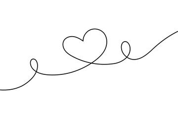 Fototapeta premium One line art vector design with a simple love shape