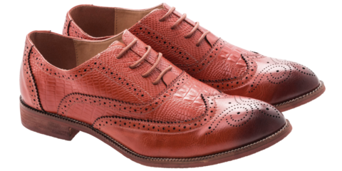 Classic brown leather brogue shoes with intricate detailing