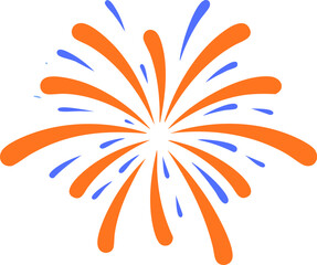 fireworks icon clipart vector on transparent background. A vibrant firework explosion illustration. This colorful graphic icon symbolizes celebration, joy, and festive events like holidays or parties.