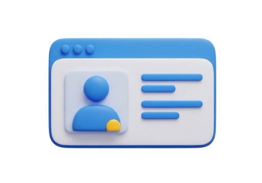 A 3d rendering of a profile card isolated on transparent background, showcasing information - Powered by Adobe