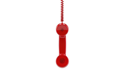 Red retro telephone handset PNG isolated on transparent background, vintage phone receiver for communication and design use © James