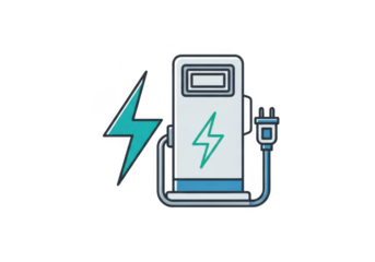 Electric car charging station power icon isolated on transparent background
