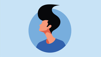 Modern Stylized Profile Avatar Illustration with Dramatic Black Hairstyle