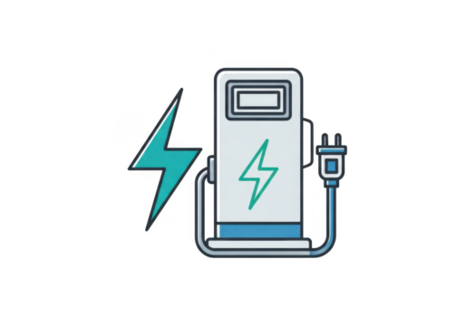 Electric car charging station power icon isolated on transparent background