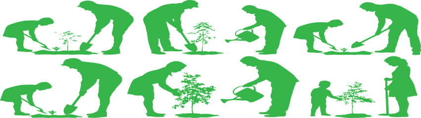 Gardening Vector Silhouettes - Environmental Care Icons