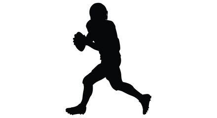 American football quarterback throwing ball silhouette on white background