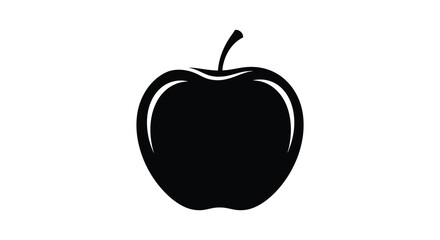 Simple black apple illustration on white background in silhouette style silhouette