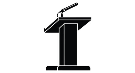 Podium with microphone for public speaking silhouette