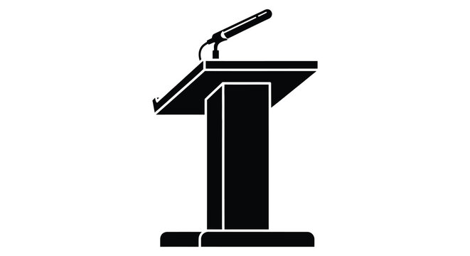 Podium with microphone for public speaking silhouette