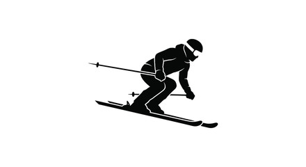 Fototapeta premium Downhill skier in action dynamic winter sport silhouette