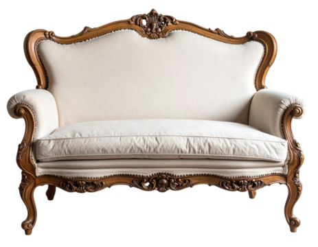 antique fainting couch Interior design concept furniture for living isolated on clear