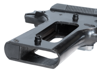 Both grips removed on a pistol