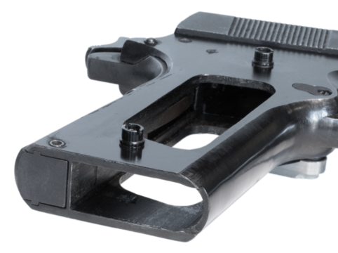 Both grips removed on a pistol