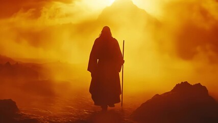 Eternal covenant: Moses leads the Jews along the desert, showing religion depth, christian scripture, prophetic vision, divine law, sacred tradition, chosen heritage, holy endurance, ancient faith