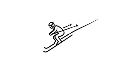Obraz premium A skier skillfully gliding down a snowy slope, captured in an illustration. This image captures the essence of winter sports.