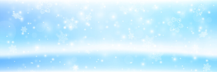 Sunshine And Snowflakes. Snowflakes in the Sun . A beautiful winter day. Widescreen winter holiday banner