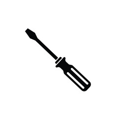 Black flat icon of a screwdriver on white background