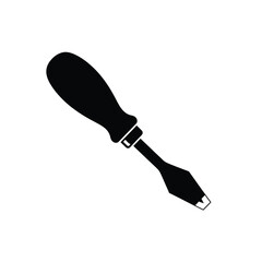 Black flathead screwdriver icon on white background