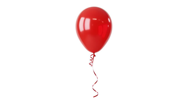 Shiny red balloon isolated PNG on transparent background, festive party decoration for birthday and celebration events