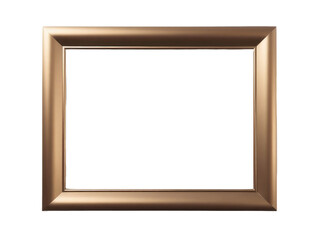 A simple gold picture frame on a white background