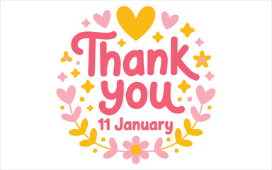 Fototapeta premium International Thank You Day 11 January Floral Vector