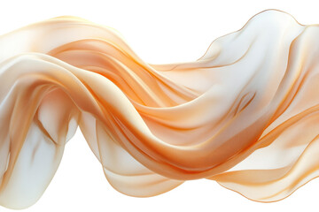 Lightweight fabric floats gracefully against a pure white backdrop, its soft, gentle curves creating a dynamic and airy composition with delicate peach and lavender hues