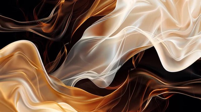 AI-generated animated abstract illustration of morphing  liquid in chocolate, caramel, and cream