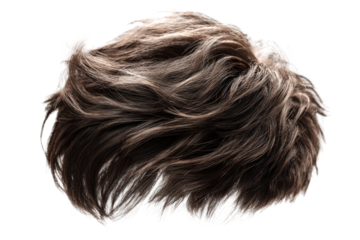 Brown men hairstyle layered waves haircut for design resources isolated on transparent background