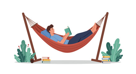 Person reading in hammock