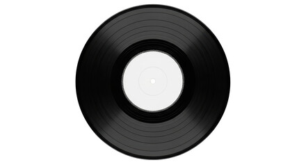 Obraz premium Black vinyl record PNG isolated on transparent background, vintage music disc for audio and entertainment use