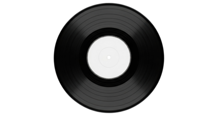 Black vinyl record PNG isolated on transparent background, vintage music disc for audio and entertainment use
