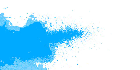 Abstract blue watercolor background with splashing ink texture and clean liquid drops