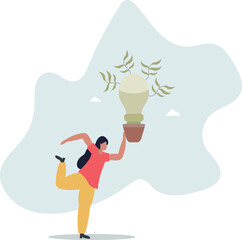 Environmental, Social, and Corporate Governance concept.young sprout and light bulb as a symbol of an idea.life and employment of people.