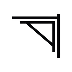 Black geometric bracket on white background support