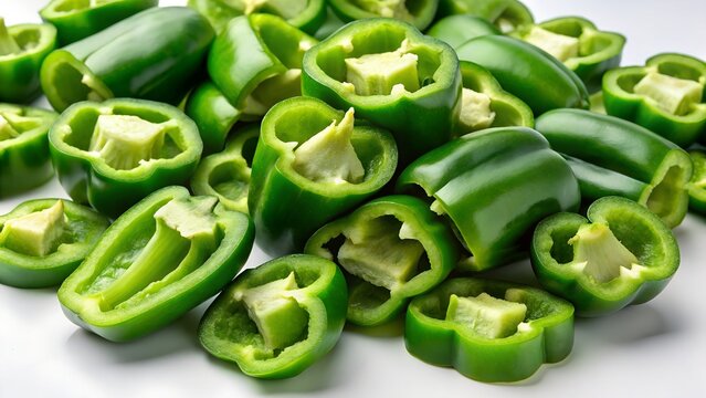 Freshly cut green bell peppers a vibrant and healthy ingredient for culinary creations and recipes - Powered by Adobe