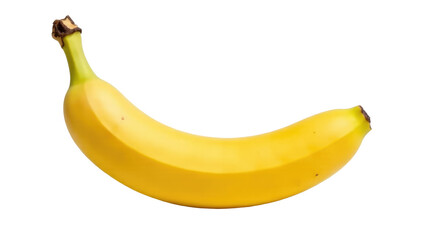 A single banana sitting on a white surface, ready for use or decoration