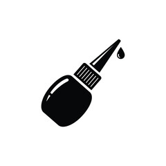 Black glue bottle with dripping liquid drop