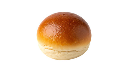 Golden brown baked bread roll isolated on transparent background