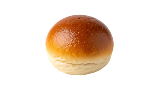 Golden brown baked bread roll isolated on transparent background
