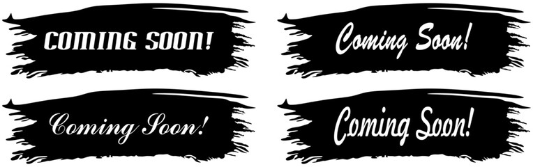 Grunge brush stroke banner and coming soon text.