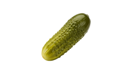 Green gherkin pickle isolated on transparent background