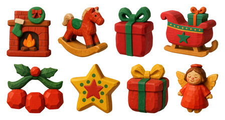 Obraz premium PNG Festive holiday icons collection, element set on transparent background