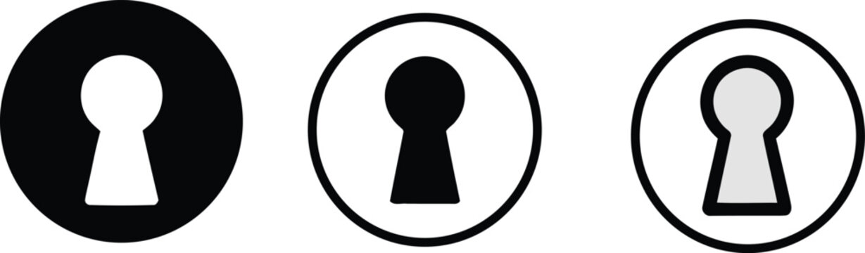 Three keyhole icons representing security, access and privacy