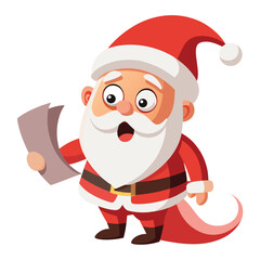 Santa Claus cartoon carrying a gift bag in a cheerful Christmas scene
