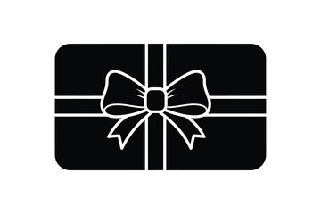 A gift card with ribbon silhouette vector art illustration