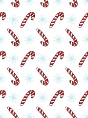 Candy cane and snowflakes repeating raster pattern