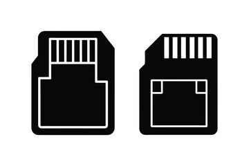 Set of micro SD card silhouette vector art illustration
