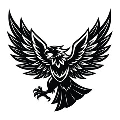 Eagle with spread wings tattoo vector design